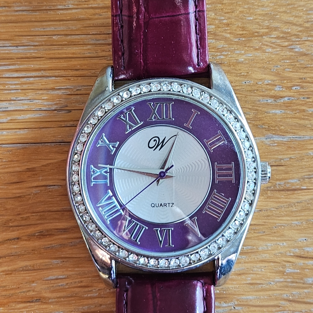 Waltman Watch with Rhinestones and Purple Dial and Strap
